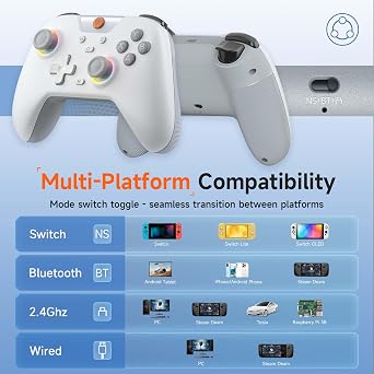 EasySMX X05 Wireless Controller for PC/Android/Steam Deck- Bluetooth Controller Gamepad with Hall Effect Joysticks and Trigger,Turbo,Rumble Vibration and RGB Lighting