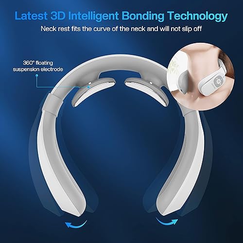 Miniatura 4 de COMFIER Masajeador de cuello térmico portátil, masajeador de cuello eléctrico inteligente EMS con almohadillas de calor y electrodos 3D para mujeres
