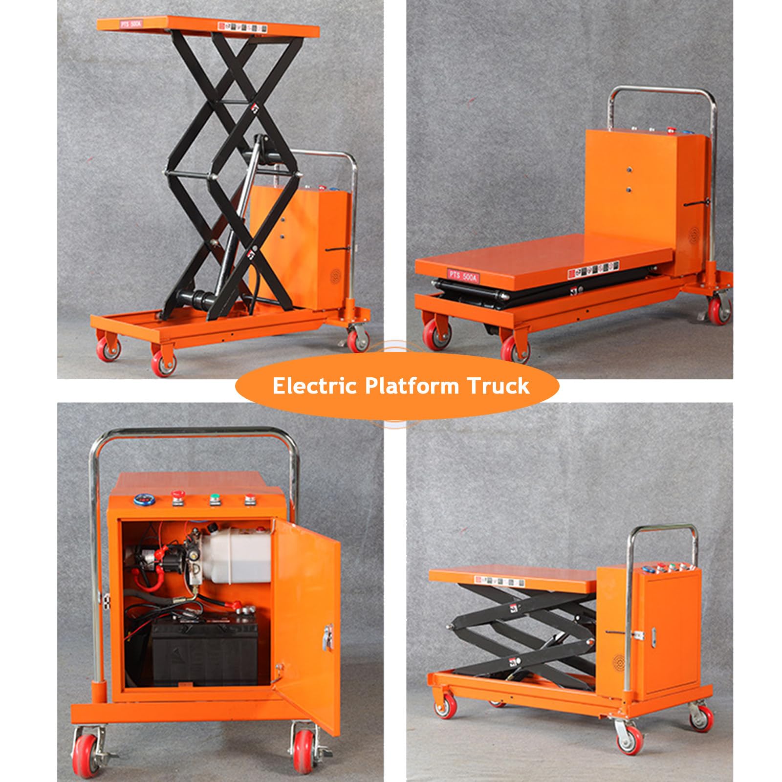 Carrello Sollevatore con Piattaforma a Pantografo| Altezza di Sollevamento 126cm/110cm, Portata 150 kg, Dimensione tavola 700x450mm, Transpallet a Forbice per Officina/Magazzino Electric