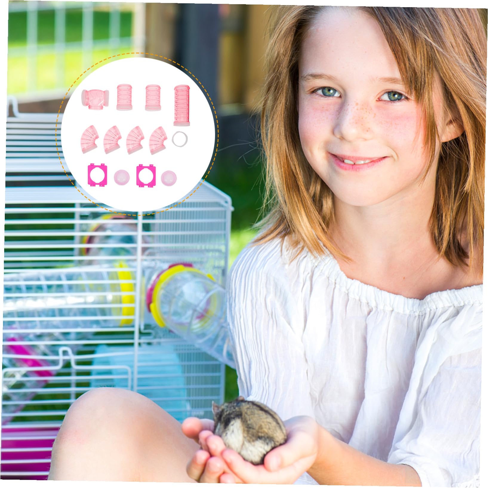 Levemolo Labirinto Modulo Gioco Accessori Tunnel per Criceti Set 12 Pezzi in Plastica Dura P Rosa Gabbia Esterna Gioco Avventura per Piccoli Animali Domestici