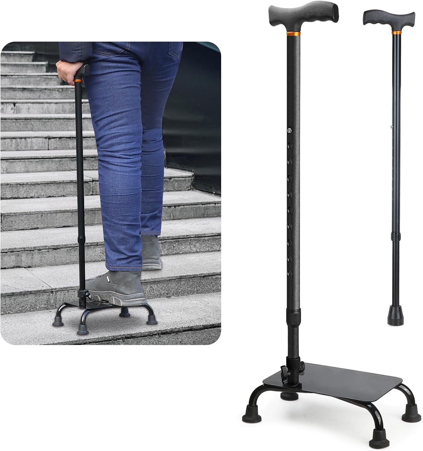 Tobocala Stair Climbing Cane for Seniors Walking Canes with Platform Base Seniors hurrycane