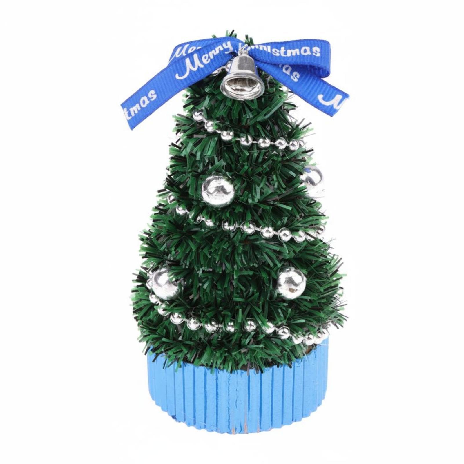 Miniature Christmas Tree Festive Design Dollhouse Christmas Tree Pre-Decorated Tabletop Model for Doll Collectors, Kids, Office Desk Blue-image-17