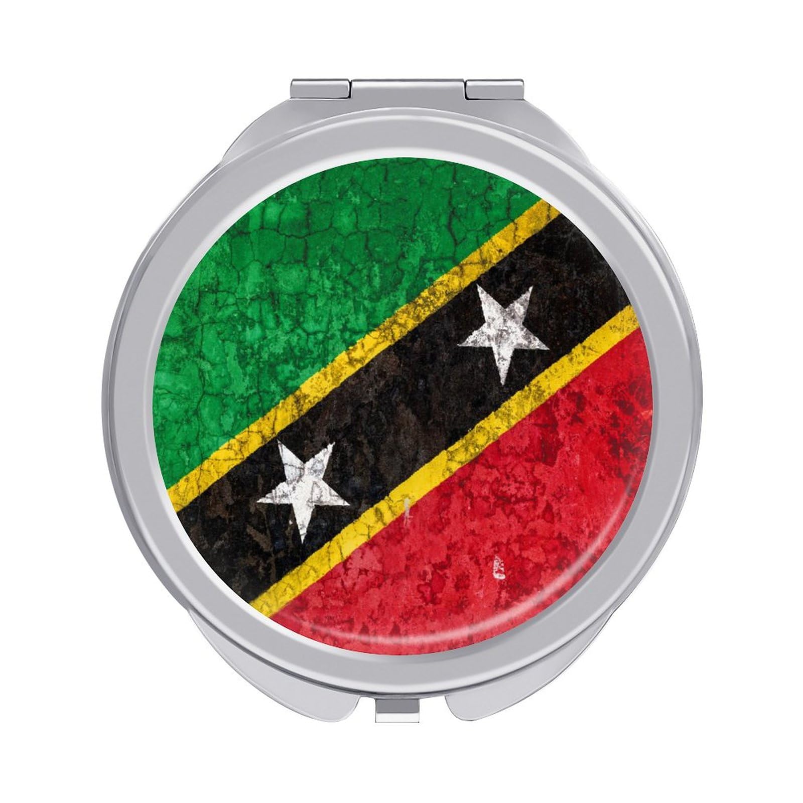 Flag of Saint Kitts and Nevis Compact Makeup Mirror Travel Portable Pocket Mirror Double-Sided Magnification Round