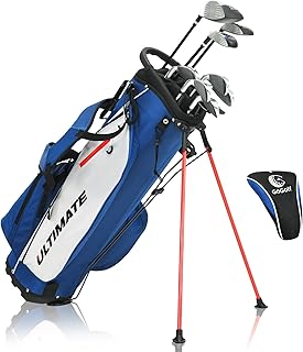 Men's Golf Club Set, Complete Golf Club Package Set w/ #1 Driver,#3 Fairway Wood w/Headcover,#4 Hybrid,#6/#7/#8/#9 Irons, Pitching Wedge, Putter (Blue w/Bag)
