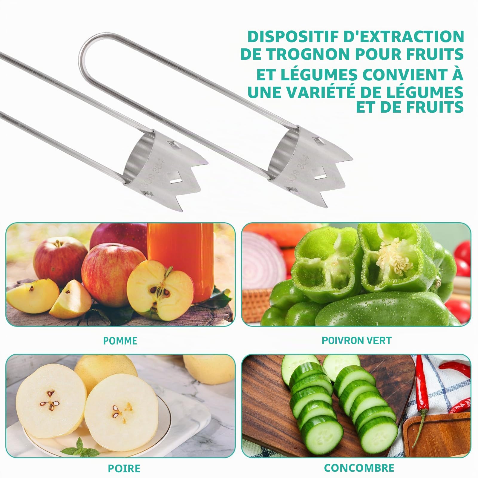 Dénoyauteur de poivron en acier inoxydable,morceau de vide-poivre,pour fruits et légumes,Dénoyauteur de poivron,pour la Maison et Cuisine