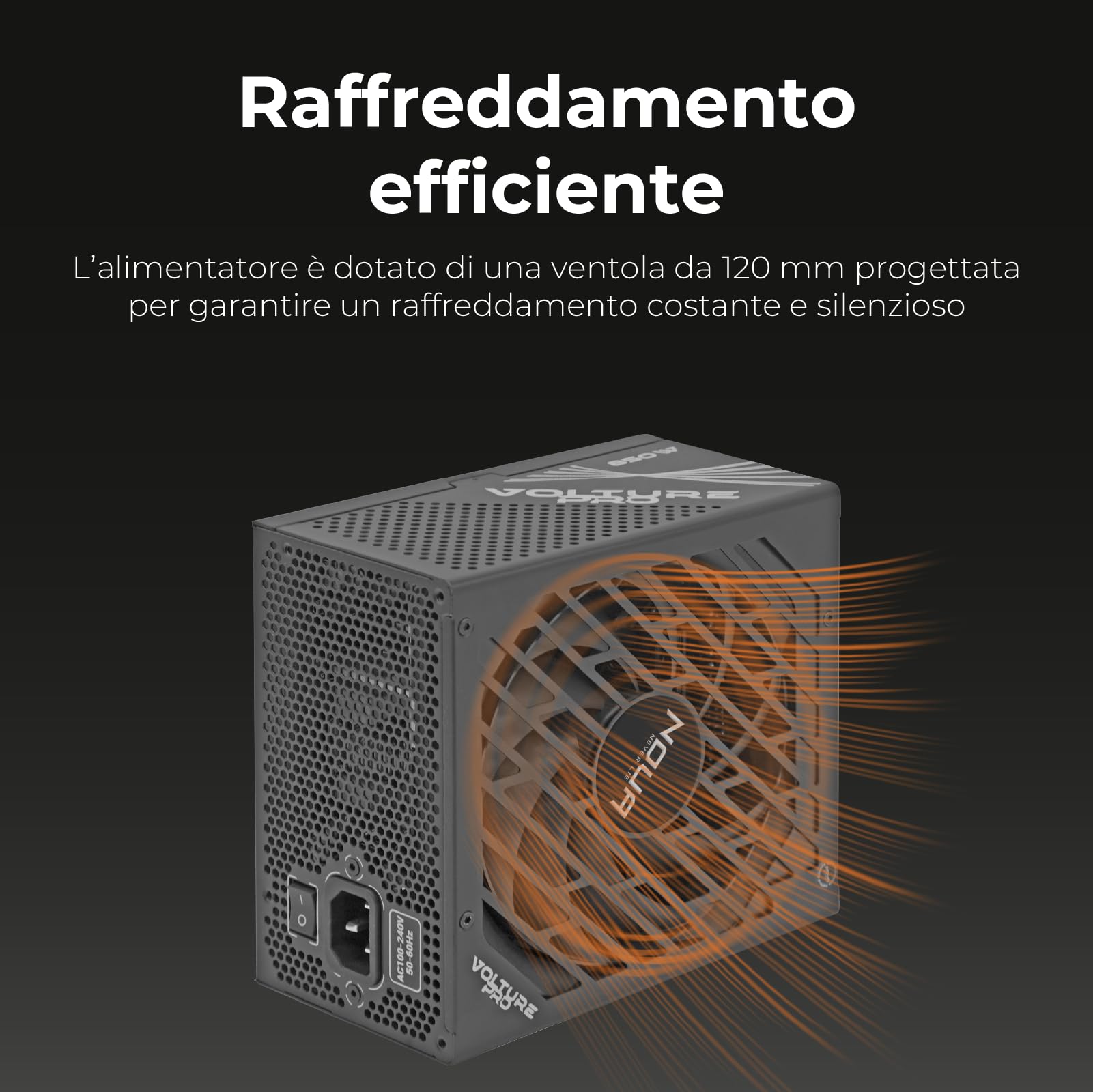 Noua Volture Pro 850 W W pełni modułowy zasilacz do komputera do gier 850 W, 80 Plus Gold, kompatybilny z ATX 3.1 i PCIe 5.1, cichy wentylator 120 mm, aktywny PFC