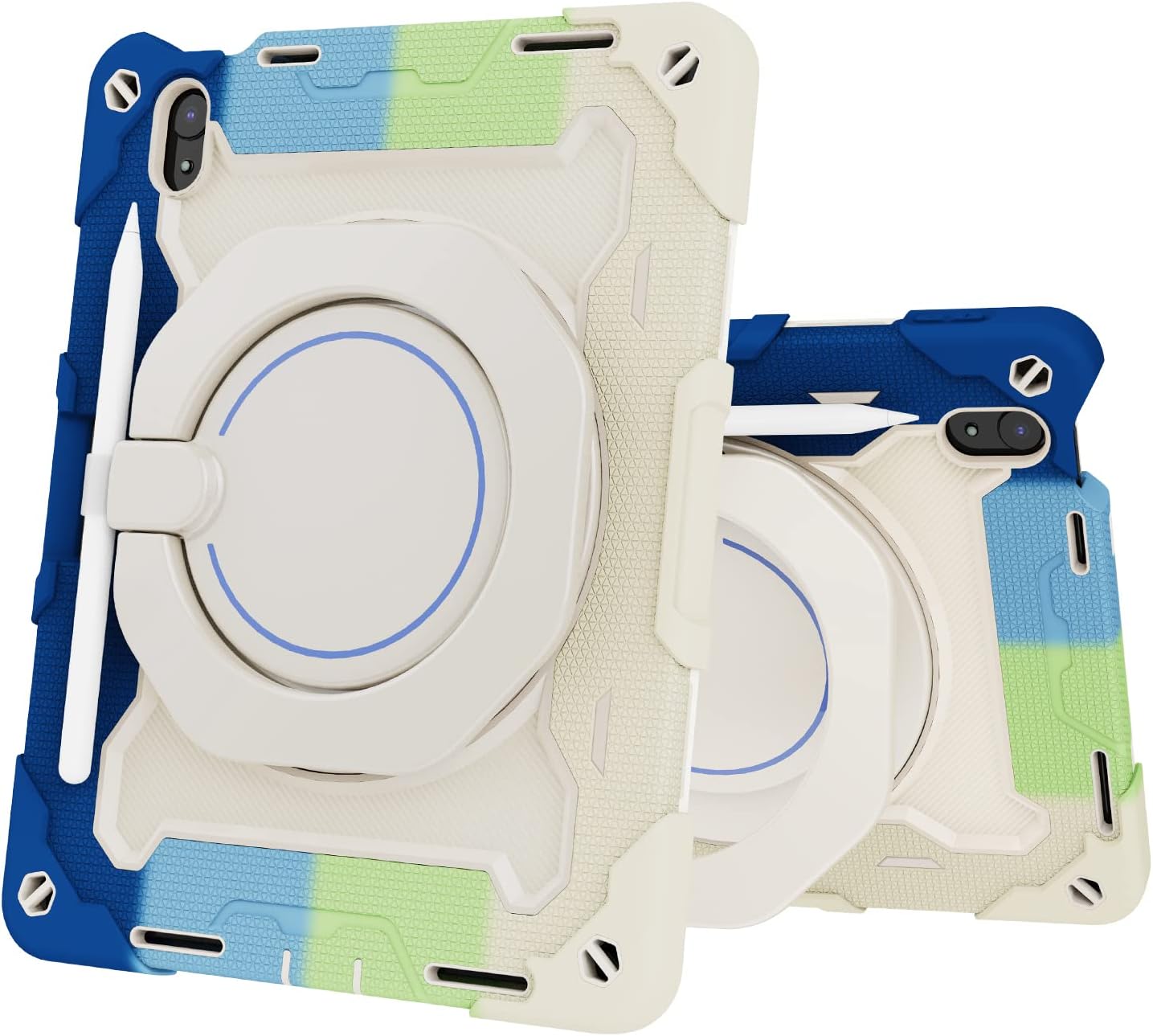 Case Compatible with iPad 11th Generation A16 11 Inch 2025 Tablet Cover Kids,Rugged Heavy Duty Protective Case W 360° Rotating Handle Stand+Shoulder Strap(C Blue)