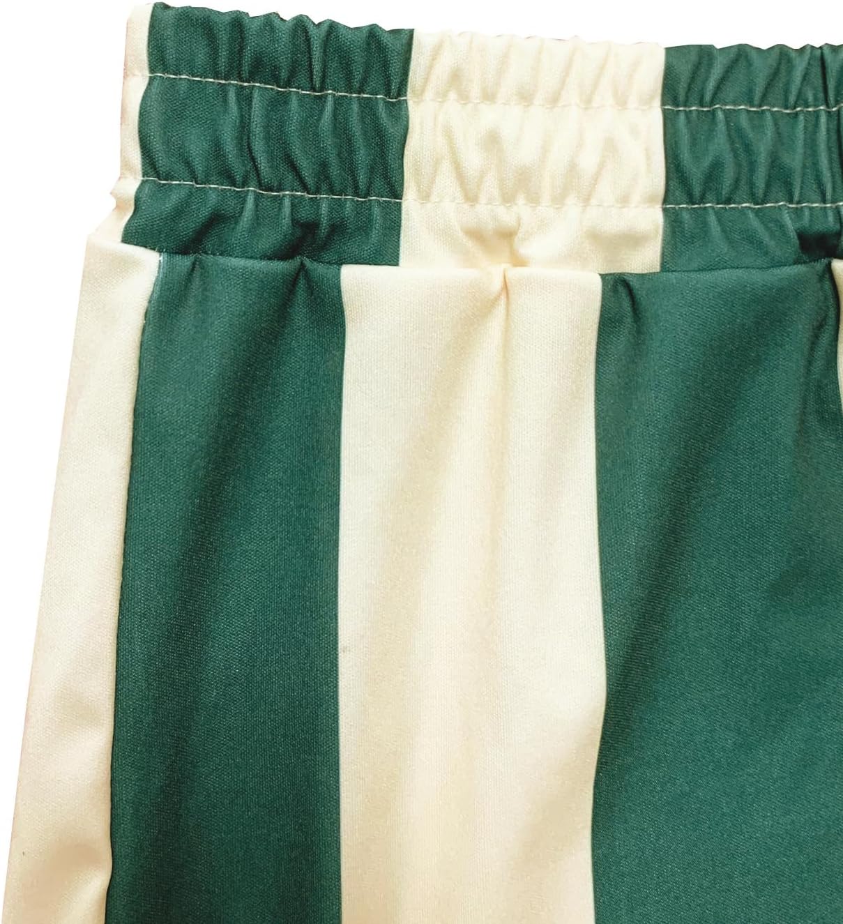 Women's Summer Tracksuits 2 PCS Striped Color Block Lapel Neck Button Long Sleeve Top Elastic Waisted Shorts Set