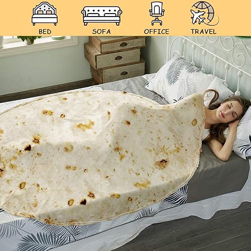 Miniatura 6 de SeaRoomy - Manta redonda de tortilla gigante para burrito, envolvente, suave, para niños y adultos