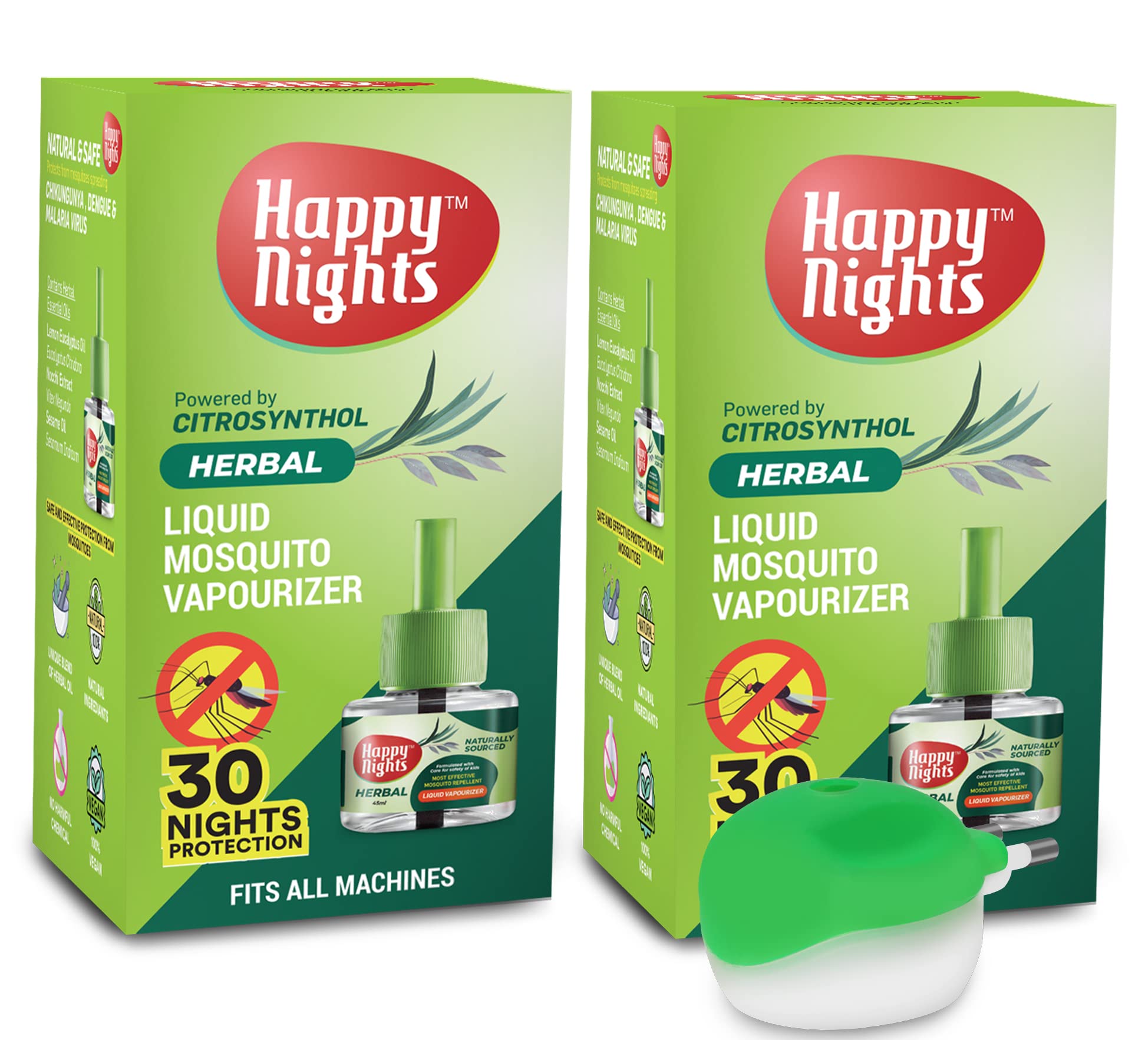 Happy Nights Lemon and Herbal Mosquito Repellent | Prevent from Dengue | Air Freshener |Completely Herbal-safe for Children (Pack of 2 Refill plus 1 machine) (B09CT2BJZW) Amazon Price History, Amazon Price Tracker