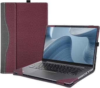 Laptop Case for 14-inch Lenovo IdeaPad 5 14ALC05 14IIL05 14ITL05 14ARE05&IdeaPad 5 14ABA7 14IAL7 Cover,2 in 1 PU Leather Notebook Bag Shell Sleeve Accessory Burgundy