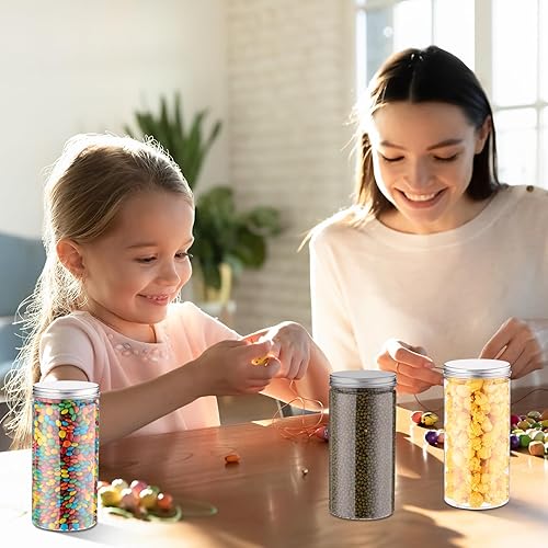 Miniatura 6 de Dandat 16 tarros de plástico con tapas, recipientes de botellas de 30 onzas, frascos de plástico, recipientes de almacenamiento de cocina y hogar,