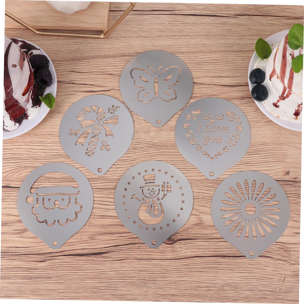 Ciieeo 3juegos Plantilla De Café Inoxidable Para Decoración De Latte Diseño Para Arte Cappuccino y Café Fácil De Limpiar y Usar
