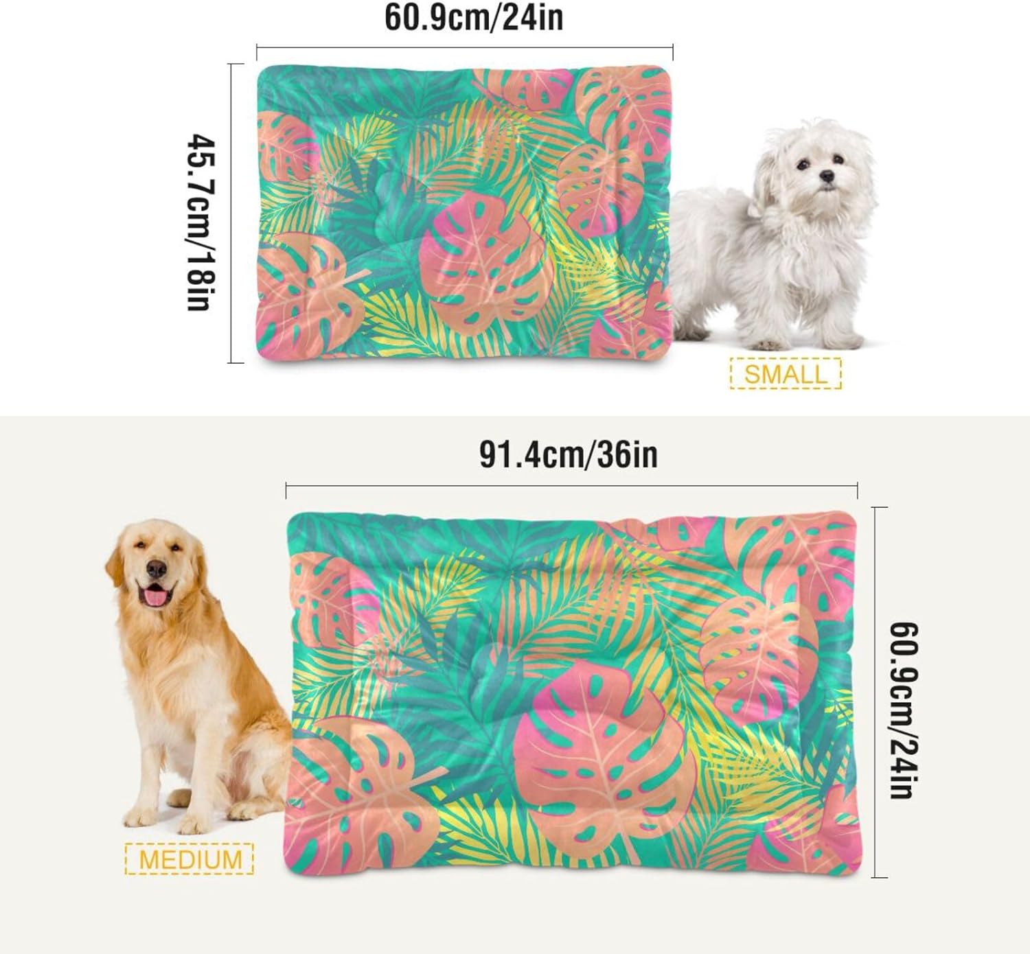 review Ultra Soft Pet Bed Washable Dog Bed Crate Mat for Dogs Fleece Dog Crate Kennel Pad Cat Pet Bed Liner 36x24in Tropical Palm Leaf