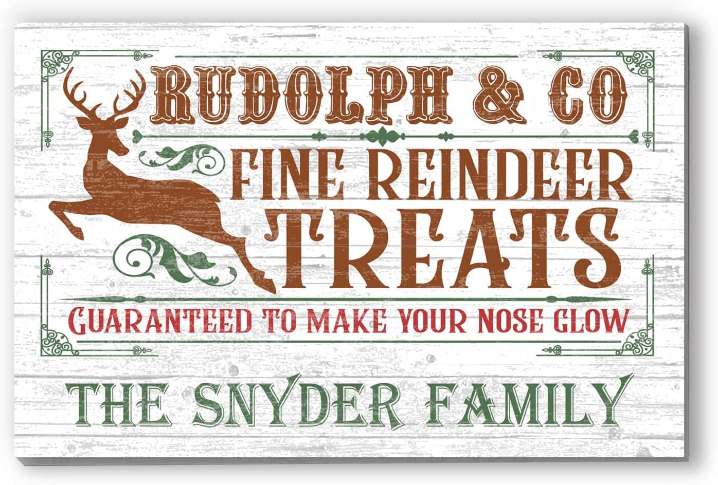 Rudolph Reindeer Treats Christmas Holiday Sign CUSTOM Wood Rustic Vintage Style Wall Decor Farmhouse Decoration Gift Idea