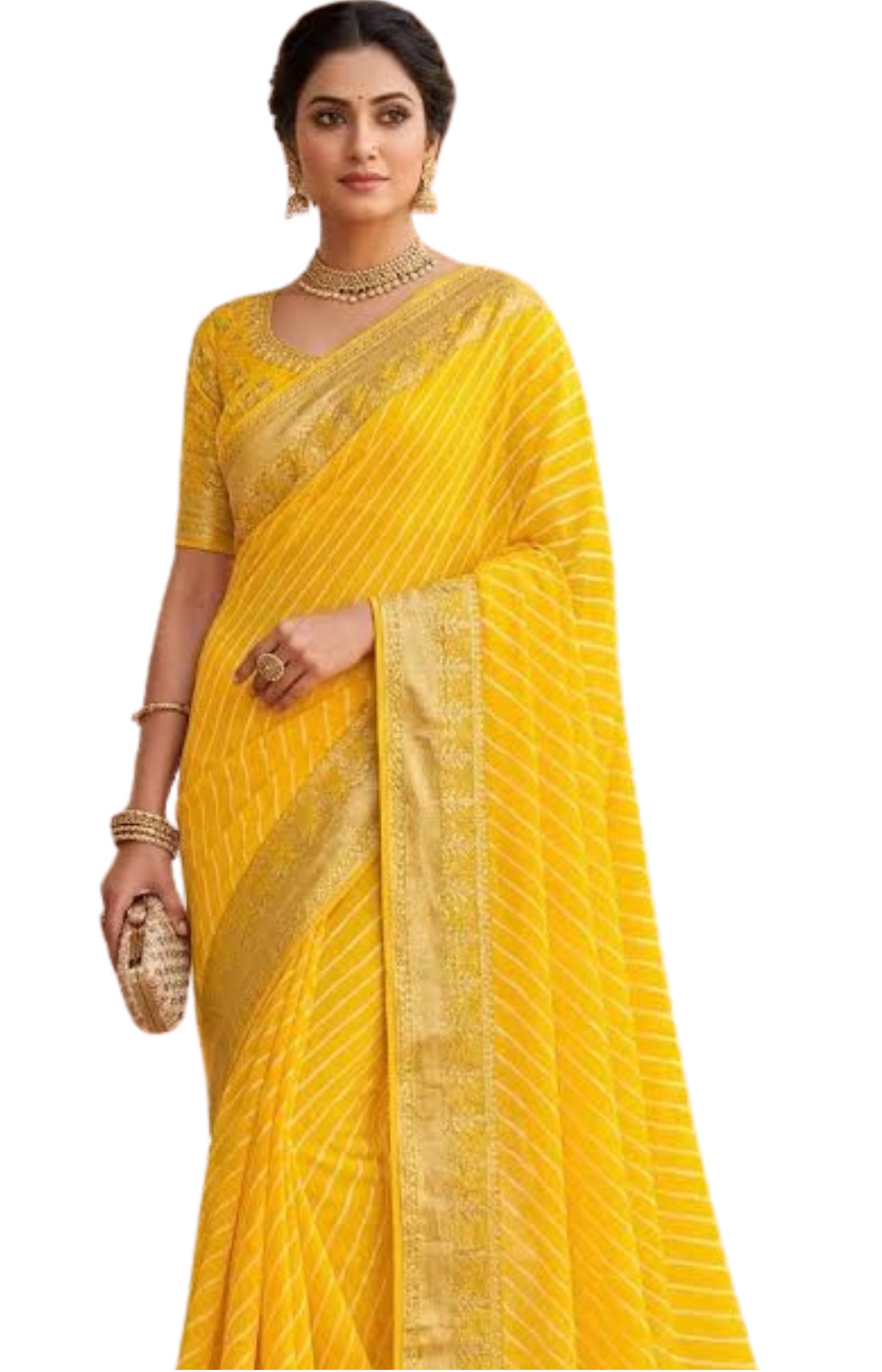 Pure Georgette Jaipuri Hand Print Lehriya Saree with Beautiful Rose Zari Weaving Border Traditional Saree for Wedding or Daily Use-picture-39