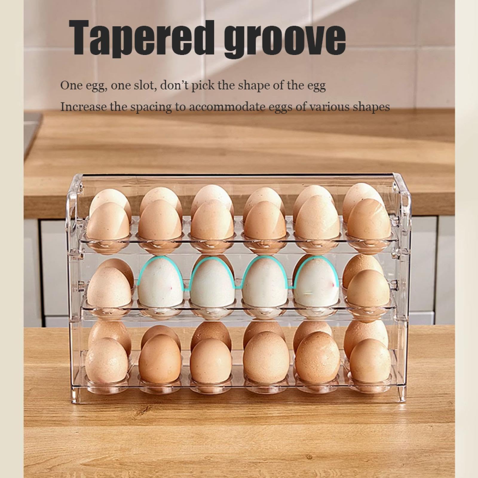 Caja de Almacenamiento de Huevos de Tres Capas,Soporte para Huevos para refrigerador,Almacenamiento de Huevos para encimera,Organizador de Huevos,Dispensador de Huevos para refrigerador