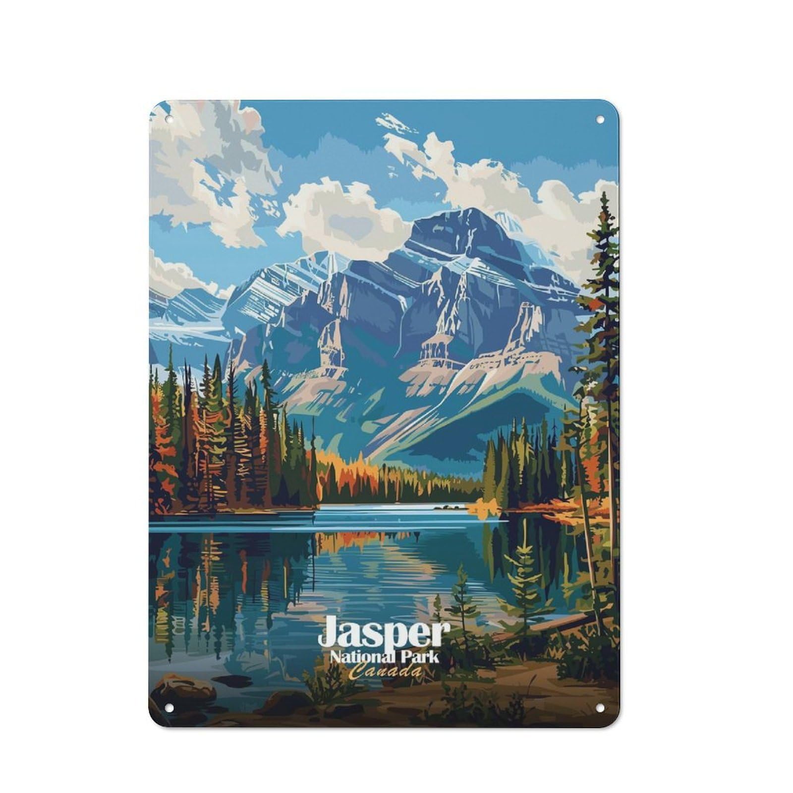 Junmoney Style-18 Jasper National Park Canada Landscape Art Urban Metal Wall Decor 40X30cm, Industrial Metal Sign For Flat, Bar, Studio Or Gallery Wall