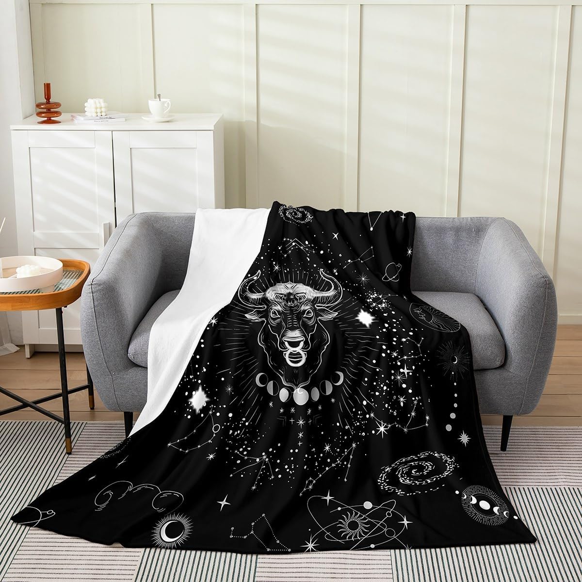 Erosebridal Scorpio Blanket Blanket Throw 50x60 inch Cosmos Fleece Blanket,Black and White Nebula Zodiac Astrology Throw Blanket,Psychedelic Celestial Horoscope Flannel Blanket for Office Chair