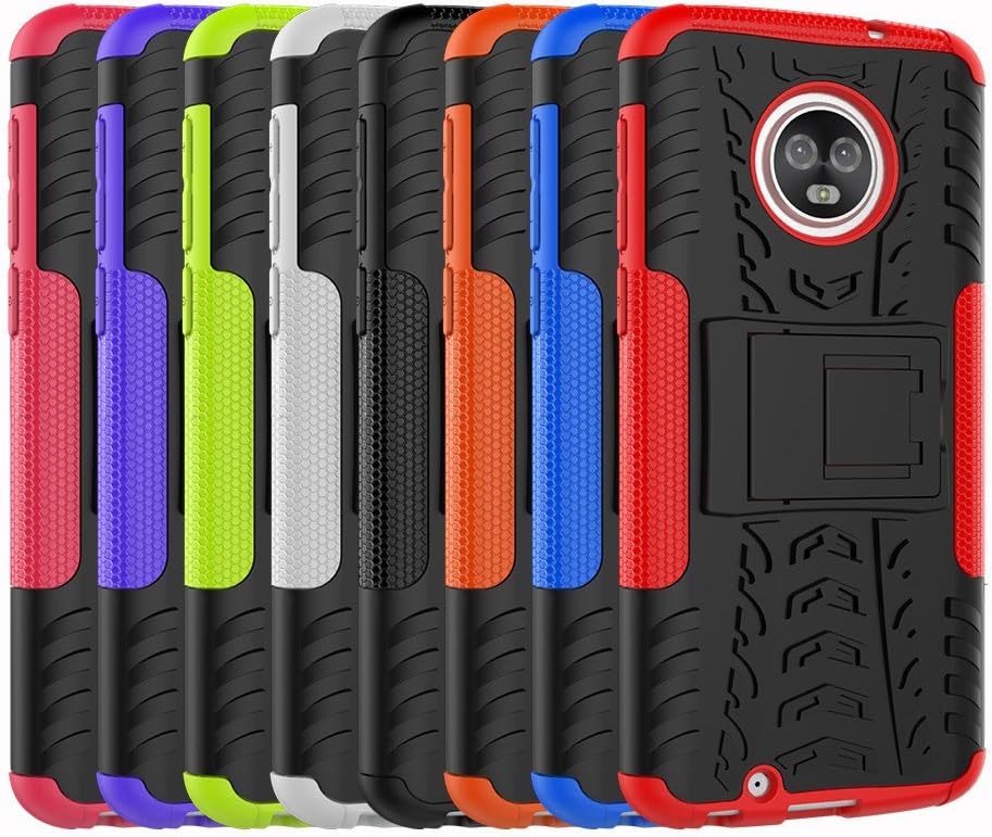 Yiakeng Moto G6 Case, Dual Layer Accessories Bumper Hard Protective Flip Phone Cases Cover with A Kickstand for Motorola Moto G (6th Generation) 5.7" (Purple)