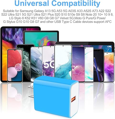 Miniatura 7 de Adaptador de enchufe de carga rápida adaptativo USB para Samsung Galaxy S23 Ultra, A54, A34, A14, A04S, A23, A13, A03S, A53, S22, S21, S10, S9, S8,