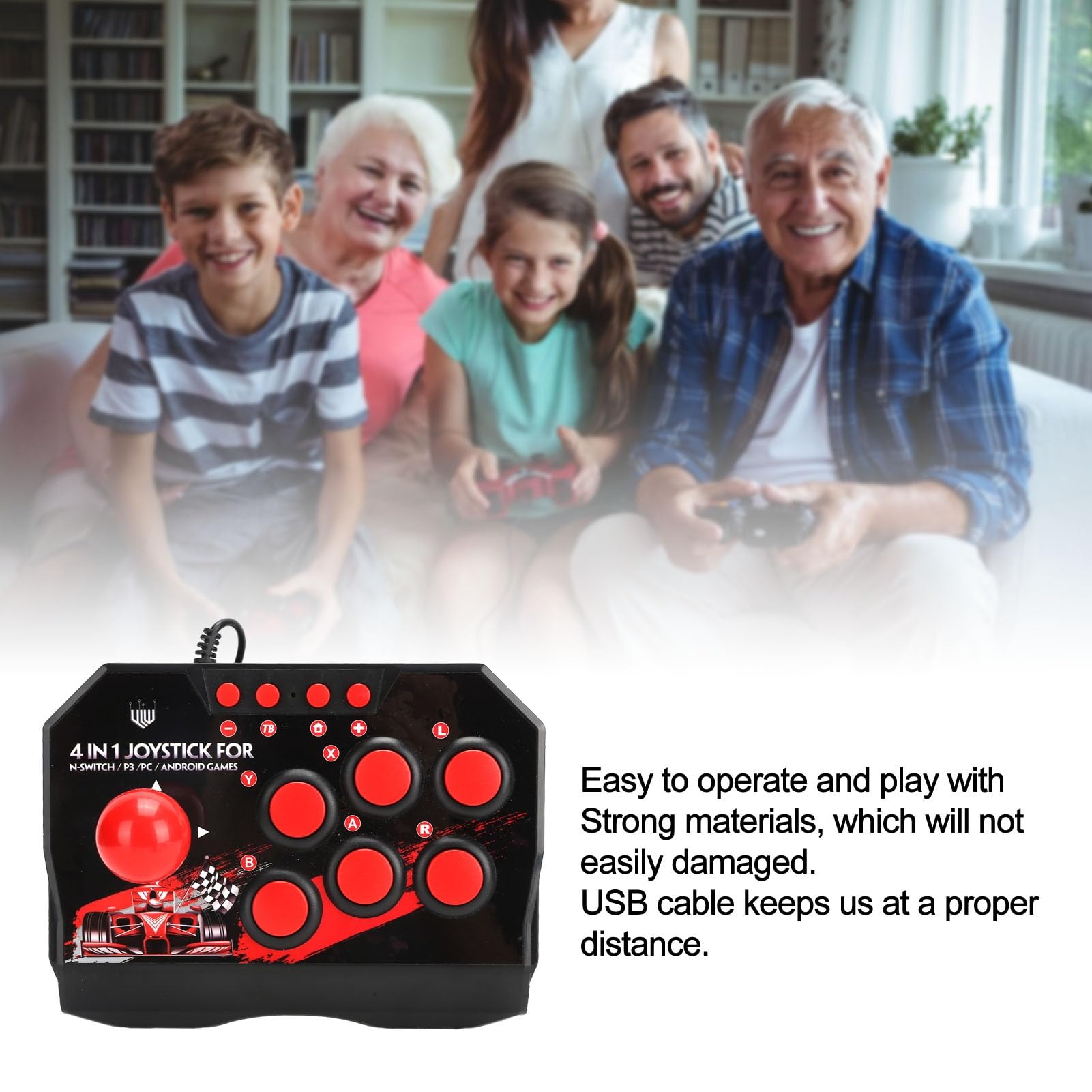 Sustvita Universal Fighting Stick for Switch, Fighting Fighting Joystick z 6 przyciskami sterowania, na PS3, na PC, do gry