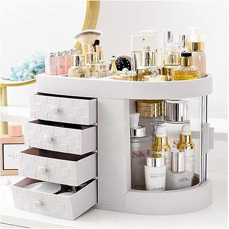 Amazon メイクアップオーガナイザー化粧品収納ディスプレイ ボックス 4つの引き出し付きのモダンなジュエリーとスキンケア製品ラック ドレッサー 洗面 化粧台 カウンタートップ用の化粧品収納 鏡台 ドレッサー オンライン通販