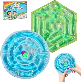 Silkwish Pack of 2 Sensory Labyrinth Toy, Gel-Filled Sensory Squeeze Toys for Tactile Stimulation, Anti-Stress Fidget Toy, Soothing for Stress, Anxiety (Green & Blue)
