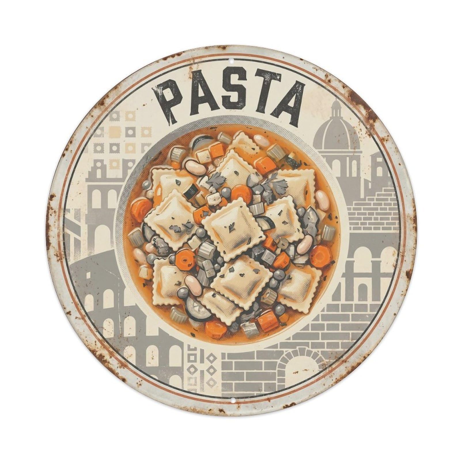 Mediterranean Cuisine Pasta European Food Silkscreen Metal Tin Sign