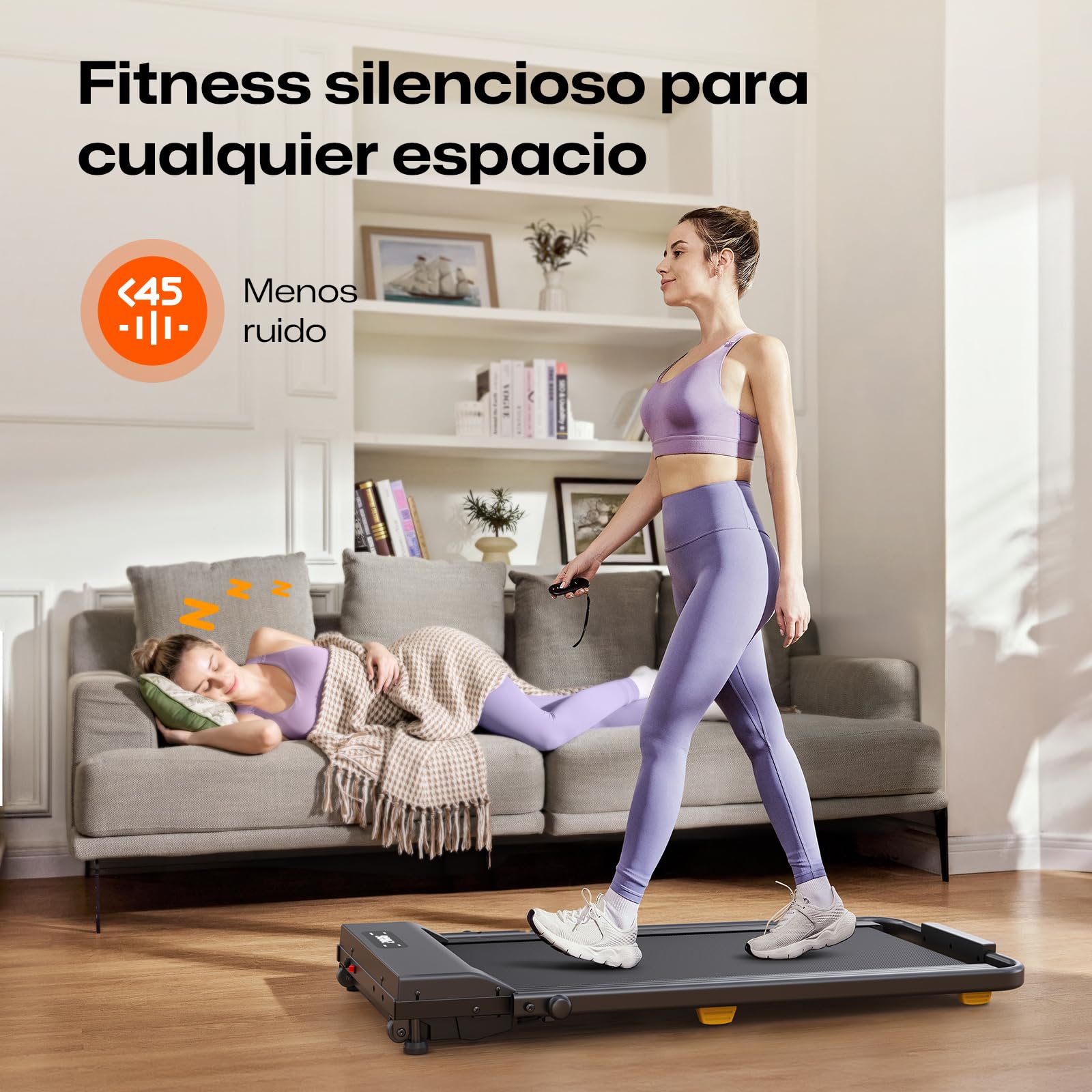 UREVO Cinta de Correr Plegable con Inclinación de 9%, 2.5HP Cinta de Andar Eléctrica Debajo Escritorio, Walking Pad Compacta para casa y Oficina, Modo HIIT de un Toque