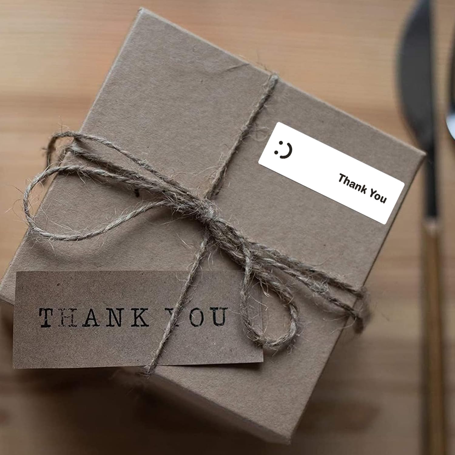1200 PCS Smile Thank You Stickers - 10 Rolls Of Black & White Gift Labels For Small Business Packaging