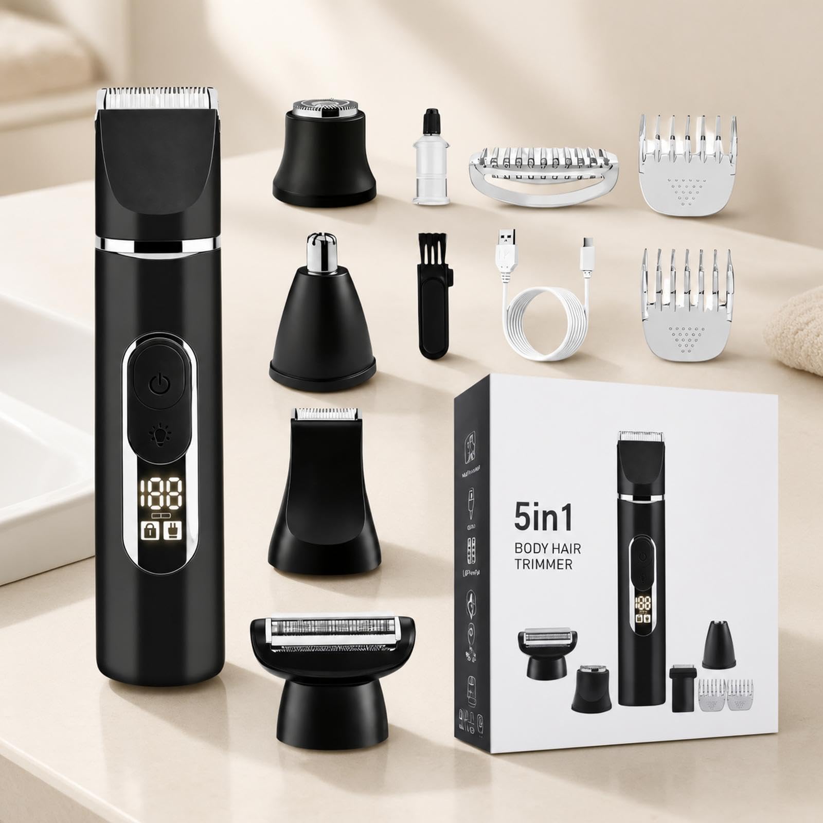 Rasoio per rifinire i del corpo 5 in 1 con cinque, Black
