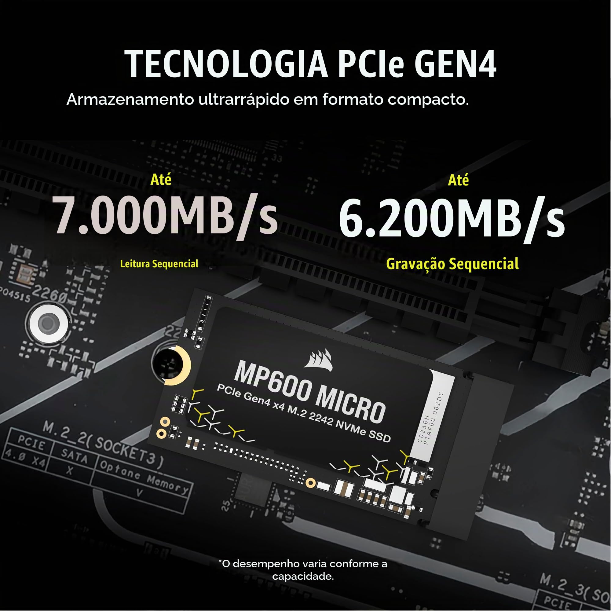 Corsair SSD MP600 Micro 1TB M.2 NVMe PCIe x4 Gen4 Gen4 – M.2 2242