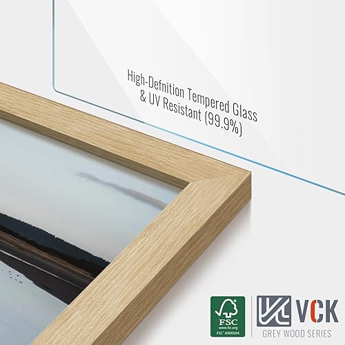 Miniatura 5 de VCK Marco de Fotos 11x14 Paquete de 5 - Roble Natural, Marcos de Póster de Madera de Alta Gama con Vidrio Templado, Muestra Fotos de 8x10 con