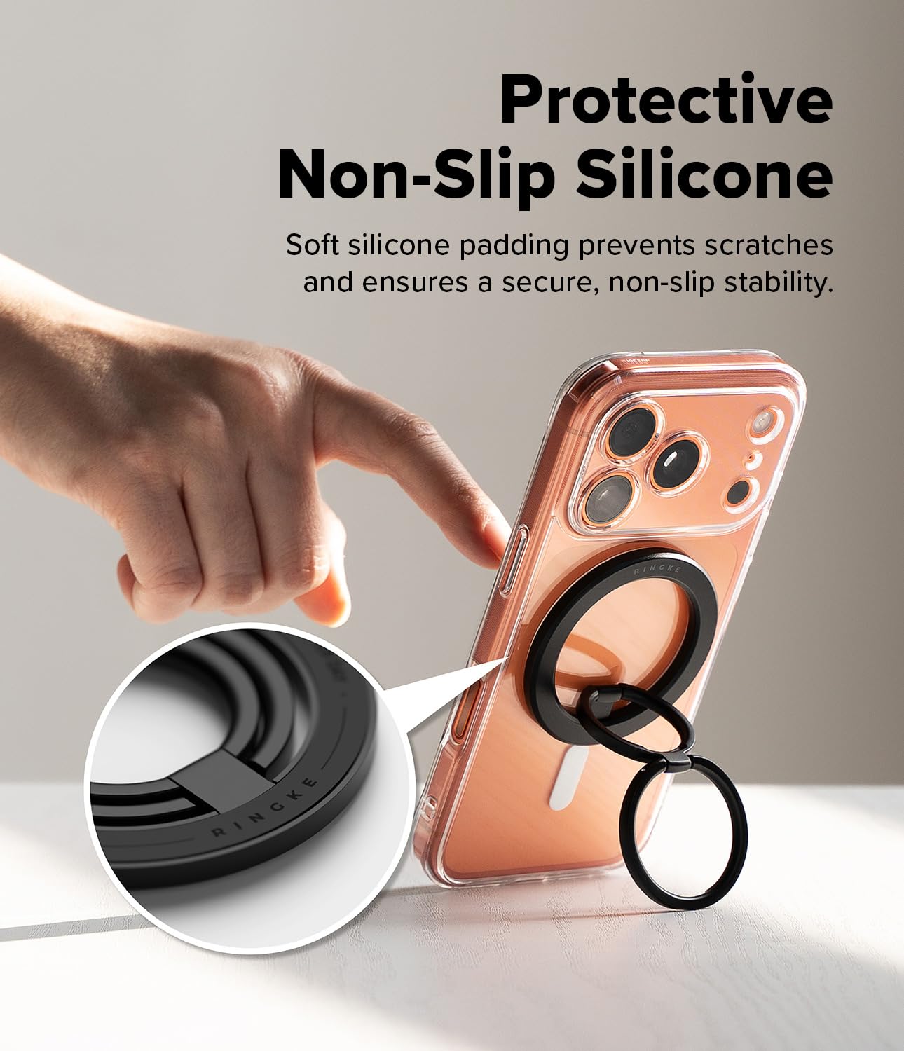 Ringke Dual Magnetic Smart Ring, Compatibile con Custodie Magnetiche per Smartphone, Accessorio per Presa Magnetica Bifacciale con Angolazione Regolabile con Funzione di Supporto - Black