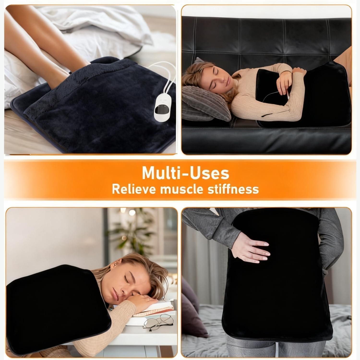 Electric Foot Warmer Mat Heating Pads with Fast Dual-Side Heated Technology, 6-Layers Heater Retention Fabric, 3 Timer Settings&9 Heat Levels, Birthday Gift for Men/Women Feet, 22"×20" Black