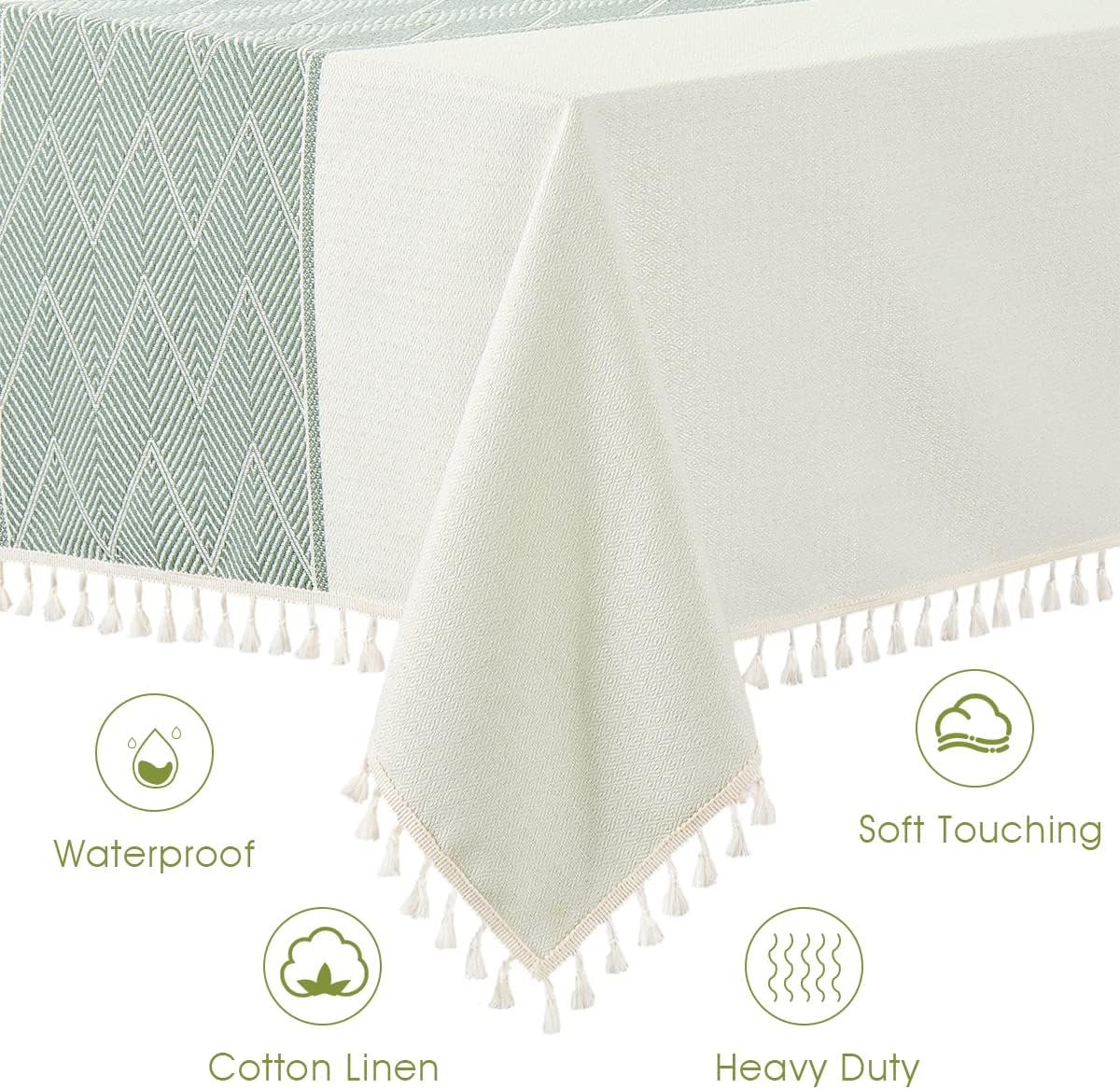 Cosmine Rectangle Table Cloth,Linen Farmhouse Tablecloth Heavy Duty Fabric,Washable Embroidery Table Cloths with Tassel,Decorative Oblong Table Cover for Kitchen,Holiday(Blue,55) Blue Square, 55''x55'', 2-4 Seats