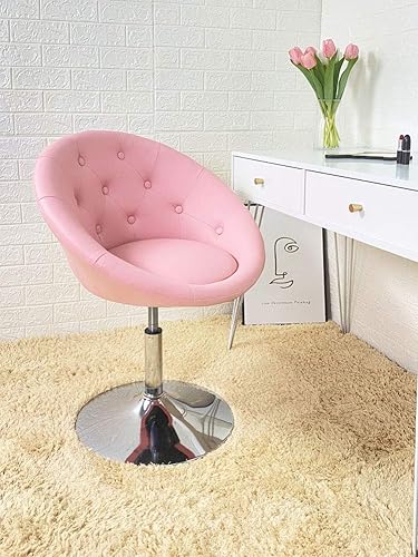 Miniatura 10 de FURWOO Taburete ajustable de poliuretano negro con lindo respaldo redondo para el hogar, tienda, manicura, sala de maquillaje, salón, spa Negro