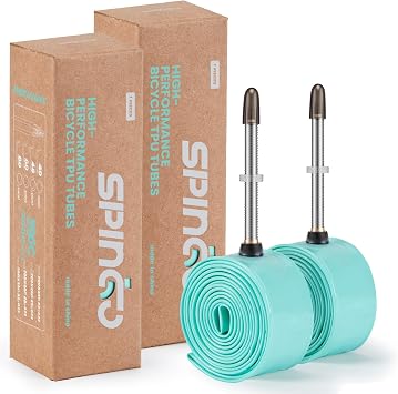 2-Pack SPINGO Metal Valves TPU Inner Tube 700C x 23c-32c with 80mm Metal Presta Valves TPU Bike Tube 700C Lightweight Bicycle Spare Tire