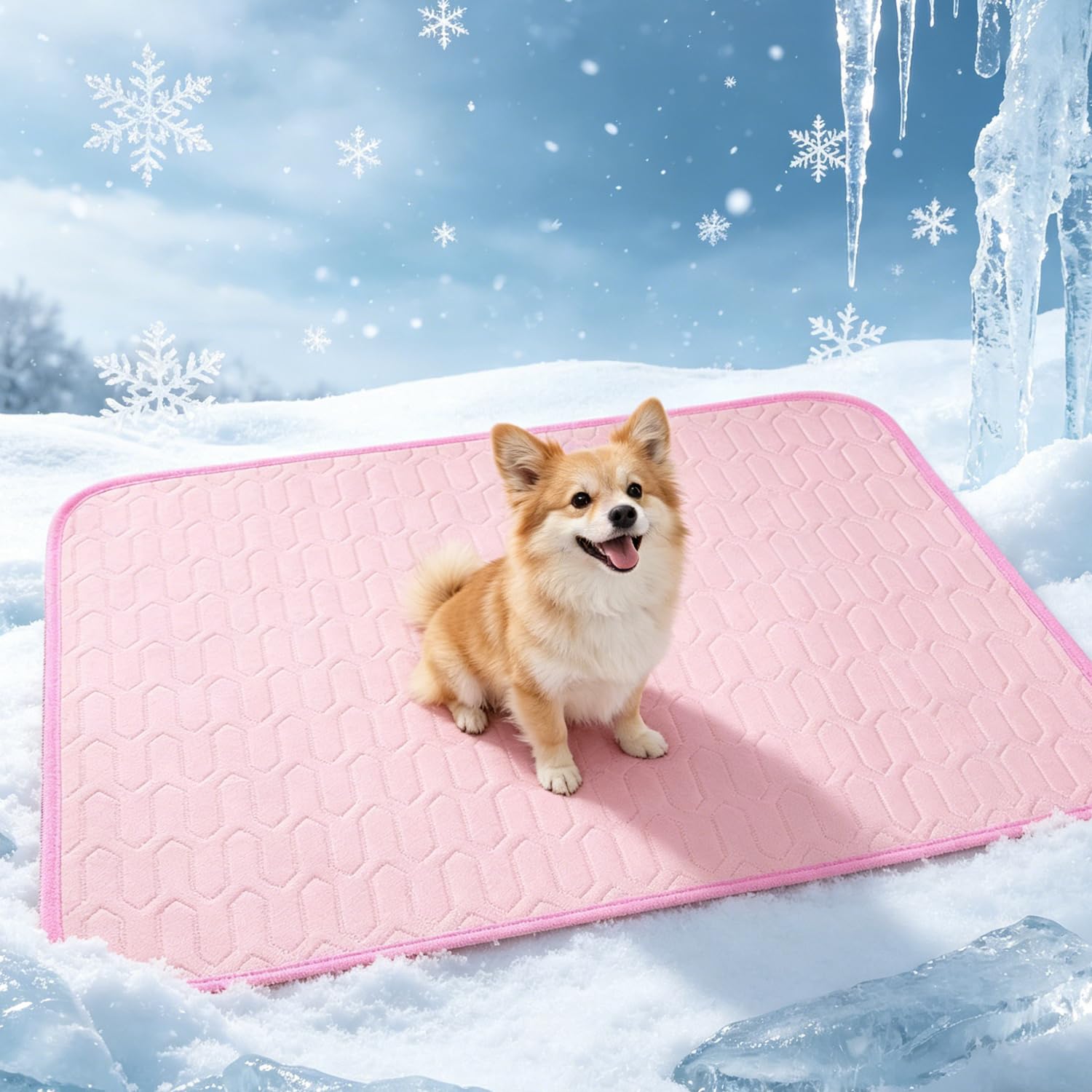 Tapis rafraîchissant pour chien chat - Grande couverture été en soie glacée lavable 150x100