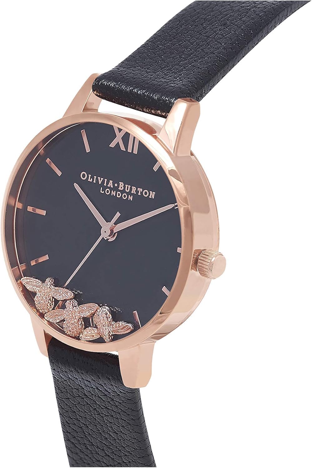 Olivia Burton Orologio Analogico al Quarzo da Donna con Cinturino in Pelle Nero - Ob16Ch06 Olivia Burton Orologio Analogico al Quarzo da Donna con Cinturino in Pelle Nero - Ob16Ch06