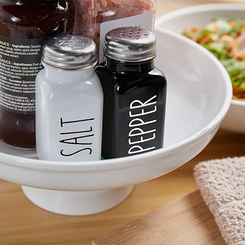 Miniatura 6 de Juego de salero y pimentero, salero de vidrio de 2.7 onzas con tapa de acero inoxidable, decoración moderna y accesorios de cocina en blanco