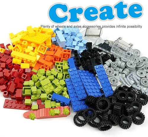 Miniatura 3 de Juegos clásicos de ruedas y ejes de ladrillos, más de 400 piezas de automóviles y piezas de neumáticos, kits de construcción educativos juguetes