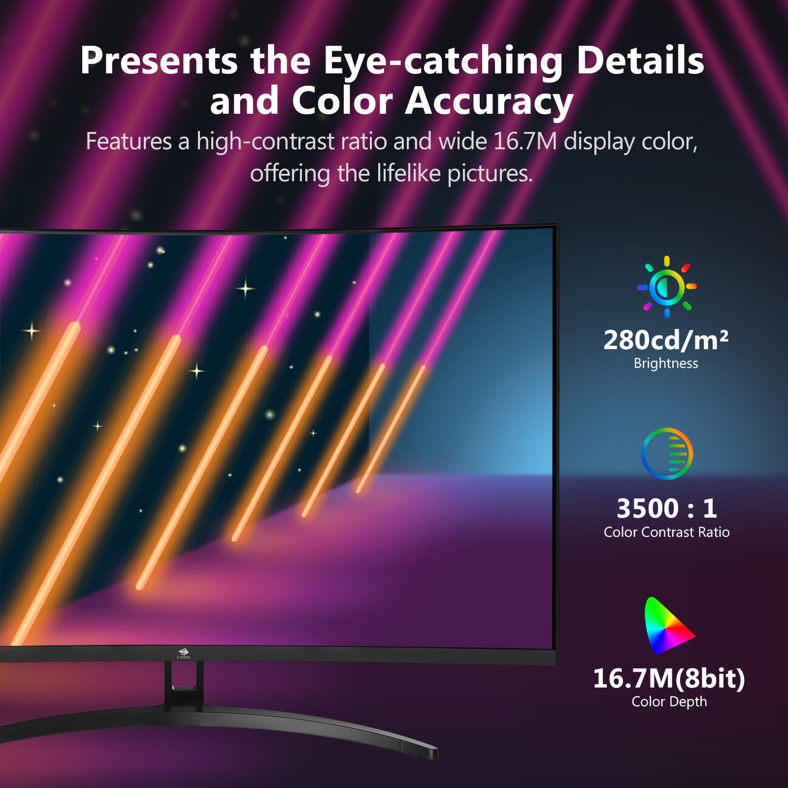 Z-Edge Ecran Pc Gamer Incurvé 32'' 240 Hz, 1ms, FreeSync, 1080P, Moniteur Gaming Lunette Ultra Fine, 1500R VA, Inclinaison Réglable, HDMI 2.0 &DP 1.4, 3500:1, VESA 100 * 100mm (Câble DP Inclus)