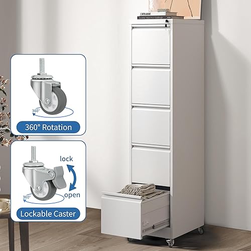 Vista 33 de Archivador móvil de 2 cajones, archivador de metal debajo del escritorio con cerradura y ruedas, archivador rodante para oficina en casa para Negro