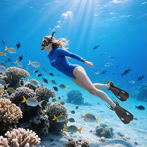 Miniatura 3 de Equipo de esnórquel para adultos, hombres y mujeres, juego de esnórquel 3 en 1 con vista panorámica, máscara de buceo, antivaho, antifugas, máscara