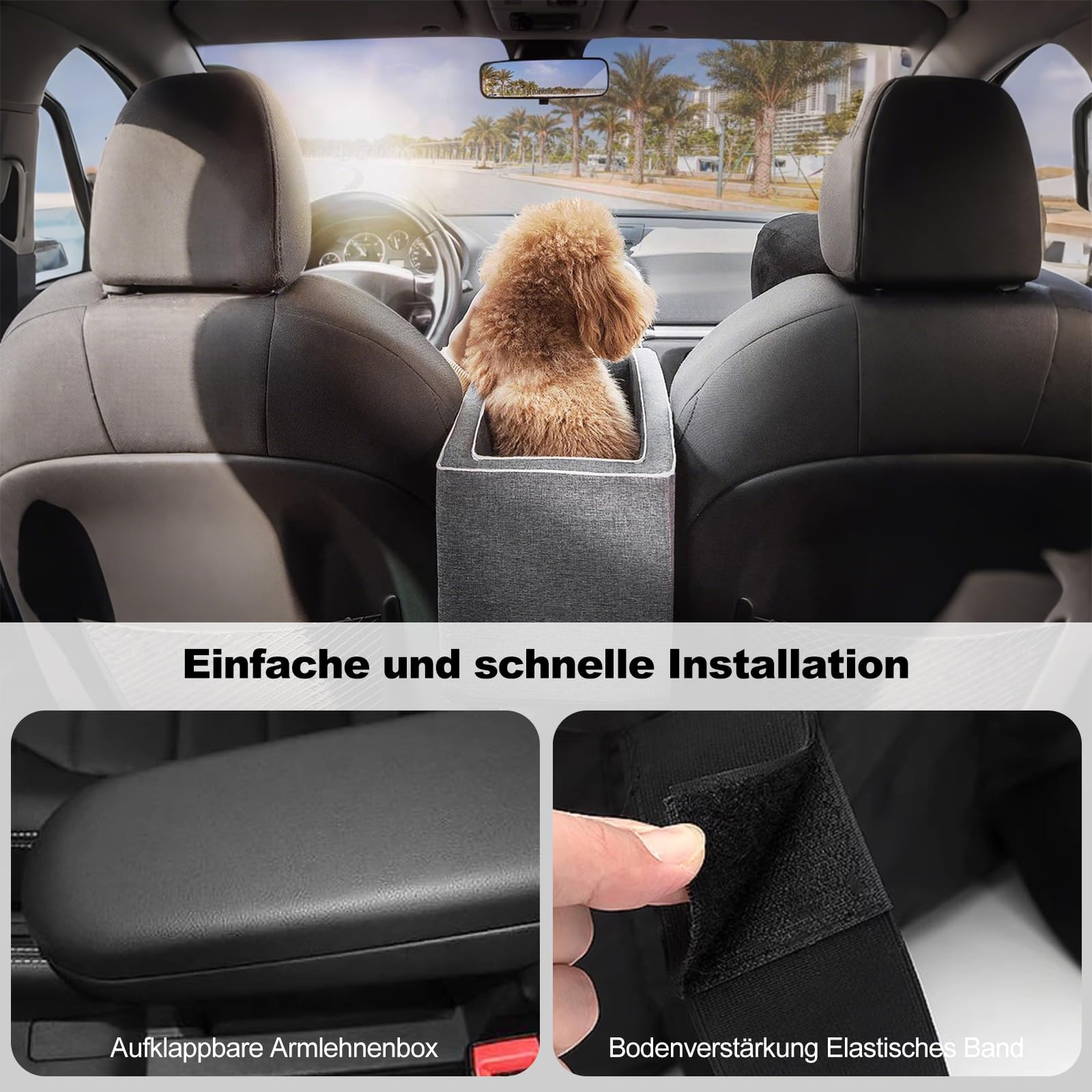 Ergocar Hunde Autositz, Sitzerhöhung für Kleine Hunde & Katzen mit Einem Gewicht unter 6kg Weich Abnehmbarer Waschbarer Tragbar Stabile Auto Hundekorb Haustiere Auto Reisebett-Weiß