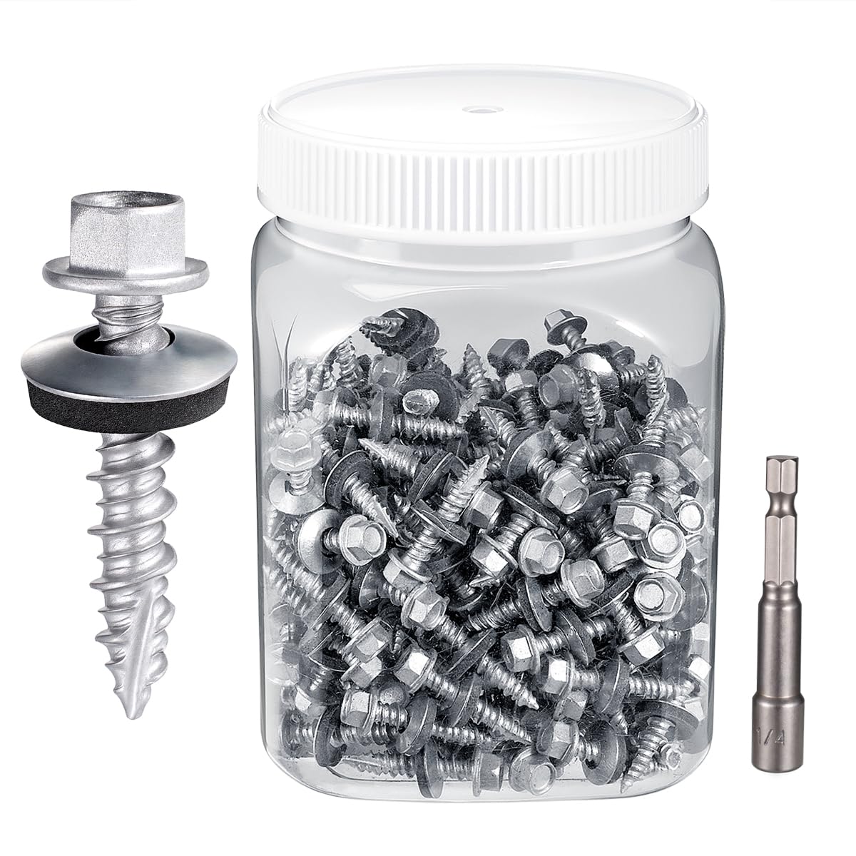 Silver Roofing Screws - 50 Pack #10x1-1/2 -13