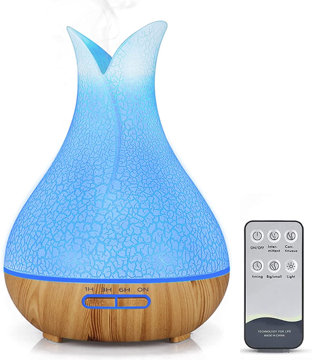Diffuseur huiles essentielles 400ml, Diffuseur d'aromathérapie 4 minuteries, Humidificateur d'air sans Eau - Arrêt Automatique, 7 LED Couleur diffuseur Parfum Maison