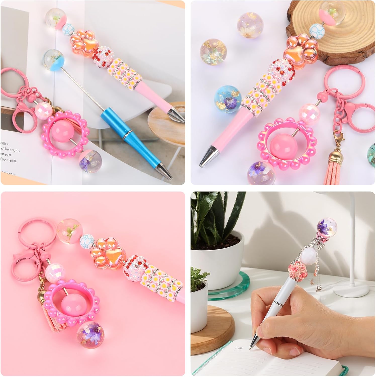 12Pcs Cute Dried Flower Pen Cap Beads for Beadable Pens Colorful Half-Hole Focal Beads for DIY Craft Bracelet Necklace Earrings Keychain Jewelry Making - Image 7